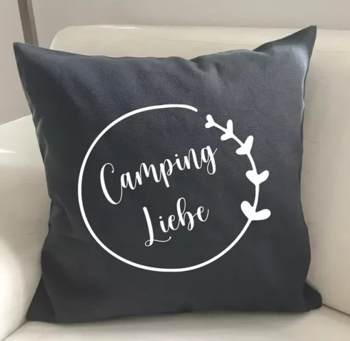 Kissen Camping Liebe anthrazit