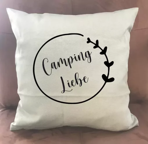 Kissen Camping Liebe hellbeige