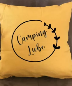 Kissen Camping Liebe dunkelgelb