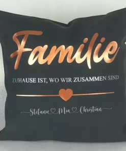 Personalisiertes Kissen Familie anthrazit