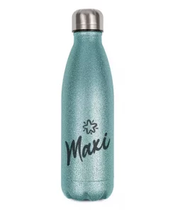 Personalisierte Glitzerflasche hellblau