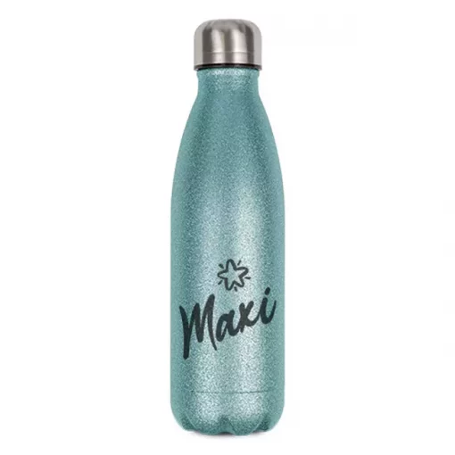 Personalisierte Glitzerflasche hellblau