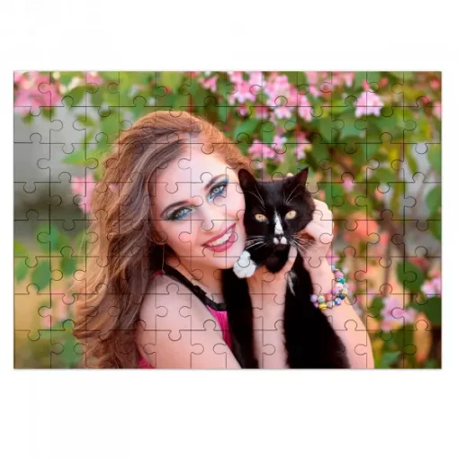 Persponalisiertes Puzzle Frau mit Katze