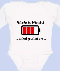 Langarm Baby Body Nächste Windel wird geladen weiß