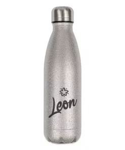Personalisierte Glitzerflasche silber