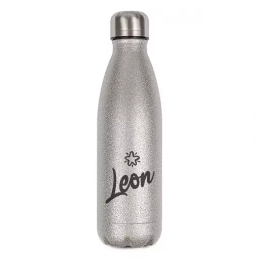 Personalisierte Glitzerflasche silber