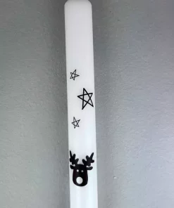 Stabkerze mit Elch und Sternen