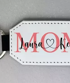 Personalisierter Leder Schlüsselanhänger MOM rot