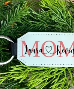 Personalisierter Leder Schlüsselanhänger MOM rot