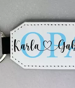 Personalisierter Leder Schlüsselanhänger OPA blau