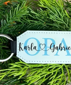 Personalisierter Leder Schlüsselanhänger OPA blau