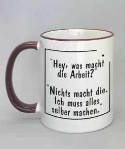 Spruchtasse mit farbigem Rand