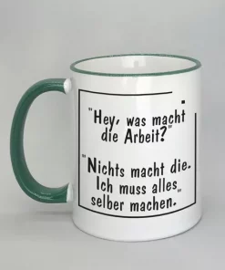 Spruchtasse mit farbigem Rand