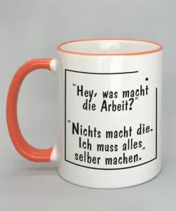 Spruchtasse mit farbigem Rand