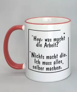 Spruchtasse mit farbigem Rand