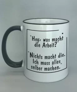 Spruchtasse mit farbigem Rand