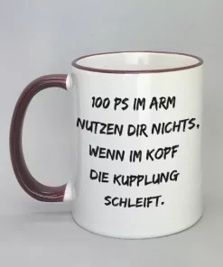 Spruchtasse mit farbigem Rand