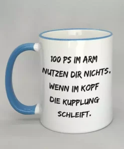 Spruchtasse mit farbigem Rand