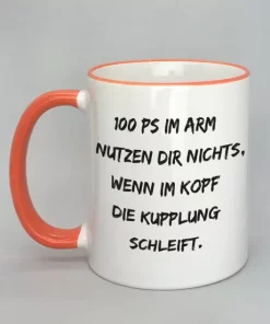 Spruchtasse mit farbigem Rand