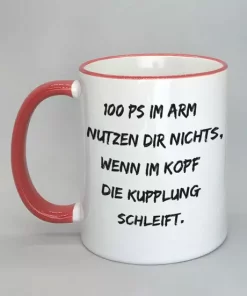 Spruchtasse mit farbigem Rand