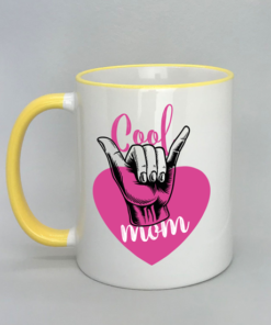 Cool Mom Spruchtasse mit farbigem Rand