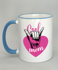 Cool Mom Spruchtasse mit farbigem Rand