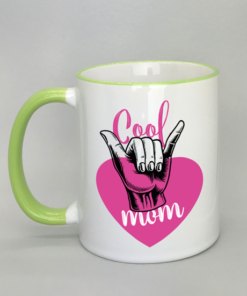 Cool Mom Spruchtasse mit farbigem Rand