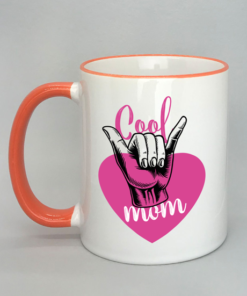 Cool Mom Spruchtasse mit farbigem Rand