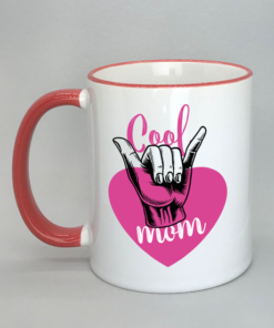 Cool Mom Spruchtasse mit farbigem Rand