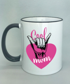 Cool Mom Spruchtasse mit farbigem Rand