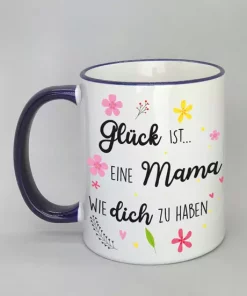 Spruchtasse mit farbigem Rand