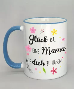Spruchtasse mit farbigem Rand