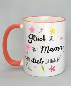 Spruchtasse mit farbigem Rand