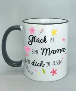 Spruchtasse mit farbigem Rand