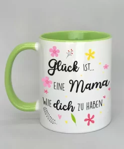 Spruchtasse mit farbiger Innenseite