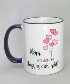 Spruchtasse Mom mit farbigen Rand