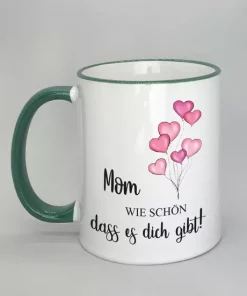 Spruchtasse Mom mit farbigen Rand