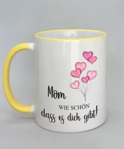 Spruchtasse Mom mit farbigen Rand