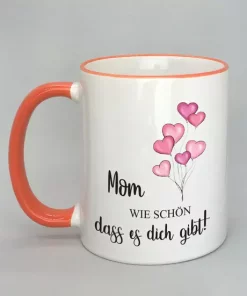 Spruchtasse Mom mit farbigen Rand