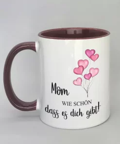 Spruchtasse Mom mit farbiger Innenseite