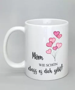 Spruchtasse Mom komplett weiß