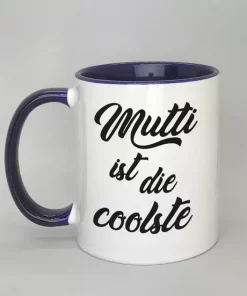 Mutti ist die coolste Spruchtasse mit farbiger Innenseite