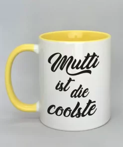 Mutti ist die coolste Spruchtasse mit farbiger Innenseite