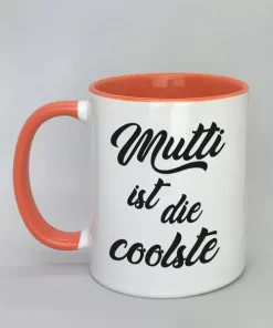 Mutti ist die coolste Spruchtasse mit farbiger Innenseite
