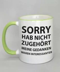 Spruchtasse mit farbigem Rand