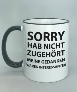 Spruchtasse mit farbigem Rand