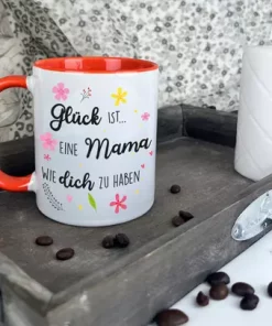 Spruchtasse auf Tablett