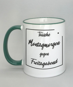 Spruchtasse mit farbigem Rand
