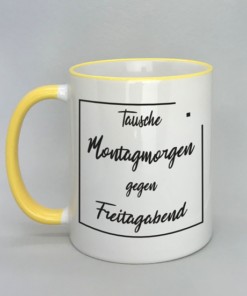 Spruchtasse mit farbigem Rand