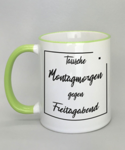 Spruchtasse mit farbigem Rand